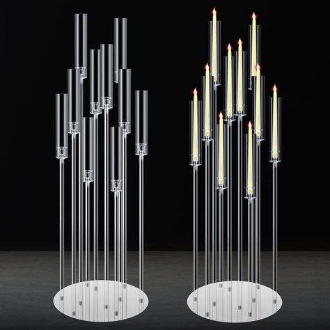 PRICES MAY VARY. Floor Candle Holder High Set: the total height of this floor candle holder is 46.4 inches, the heights of the 10 arm floor candelabras are 46.4/42.5/38.5/34.6/30.7 inches respectively, each tall floor candle holder contains 10 removable acrylic shades, 9.8 inches tall, 2 inches in diameter (excluding candles); 2-piece candle holders tall set can meet the decoration needs of weddings, restaurants, parties and various scenes Great Decoration: the wedding candle holders can hold el Led Table Centerpieces, Round Wedding Tables With Candles, Starry Night Wedding Theme Centerpieces, Tall Floating Candle Centerpieces, Large Candle Centerpieces, Floor Candle Holders Tall, Amazing Wedding Centerpieces, Winter Reception, Acrylic Candle Holder