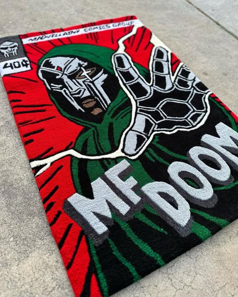 MF DOOM custom tufted rug ,Doctor doom rug,handmade Mf Doom Tufted Rug, Bedroom Rugs For Men, Mf Doom Room Decor, Mf Doom Rug, Rug Doctor, Boys Town, Rug Tufting, Cool Rug, Graphic Design Portfolio Inspiration