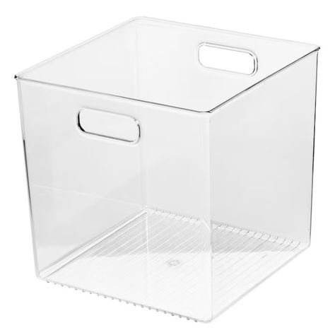 iDesign (10-in W x 10-in H x 10-in D) Clear Plastic Bin in the Storage Bins & Baskets department at Lowes.com Bathroom Organizing, Plastic Bin, Plastic Basket, Clear Storage, Integrated Handles, Plastic Bins, Cube Storage, Cleaning Organizing, Plastic Storage