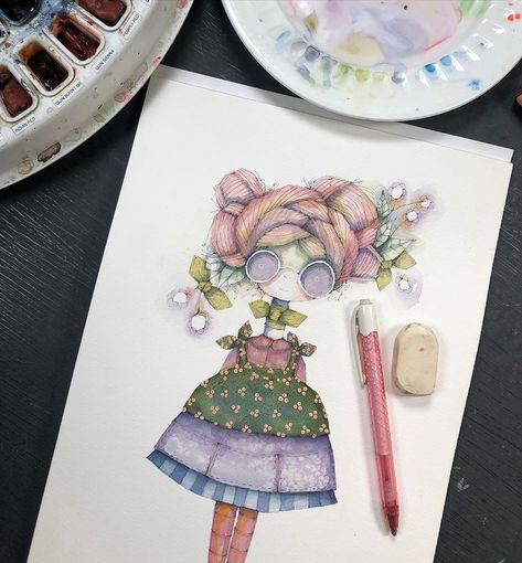 Danielle Donaldson Illustrations, Danielle Donaldson Watercolors, Danielle Donaldson, Whimsical Drawings, Keep Up The Good Work, Silkstone Barbie, Watercolor Journal, Watercolor Ideas, Color Painting