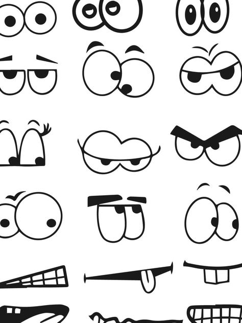 Create Own Face Cartoon Eye Mouth Coloring Page - Wecoloringpage Cartoon Noses, Frog Coloring, Blind Drawing, Line Drawing Tattoos, Face Doodles, Cartoon Mouths, Origami Tattoo, Doodle Art For Beginners, Face Cartoon