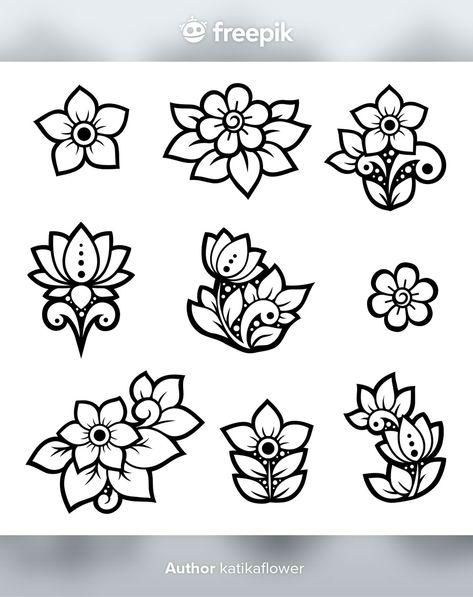 Set of mehndi flower pattern for henna d... | Premium Vector #Freepik #vector #flower #floral #abstract #border Ornament Outline, Mehndi Flower, Matching Tats, Henna Drawings, Draw Vector, Flower Pattern Drawing, Mehndi Style, Muster Tattoos, Flower Henna