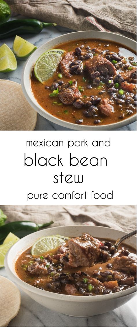 mexican pork and black bean stew - glebe kitchen Mexican Pork Stew, Basil Tofu, Crockpot Vegan, Pork Stew Meat, Mexican Beans, Muffin Cookies, Black Bean Stew, Meals Vegan, Mexican Pork