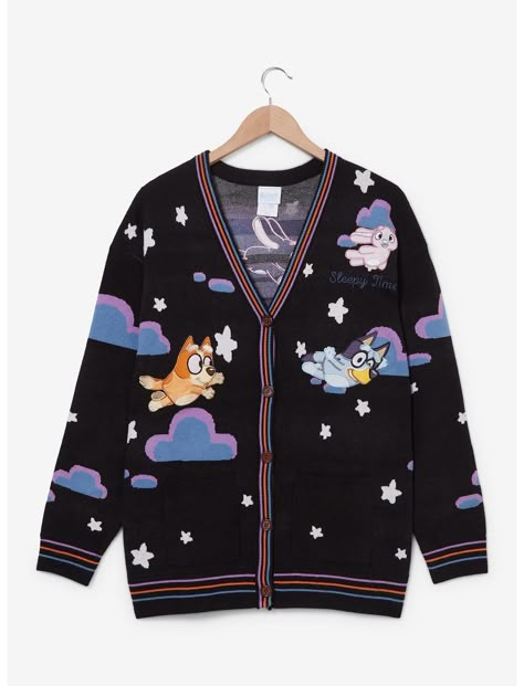 Bluey Heeler Family Sleepy Time Women's Cardigan -- BoxLunch Exclusive | BoxLunch Halloween Cardigan, Embroidered Stars, Sleepy Time, Disney Bag, Wooden Buttons, Edgy Outfits, Disney Style, Adult Costumes, Womens Cardigan