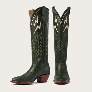 Lavender & Bone Lightning Boot Limited Edition – CITY Boots Green Cowboy Boots, Knee High Cowgirl Boots, High Cowgirl Boots, City Boots, Knee High Cowboy Boots, White Lightning, Boots Ideas, Pointy Toe Heels, Green Heels