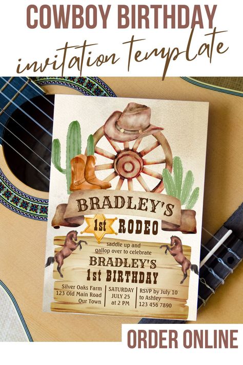 Cowboy rodeo horses western birthday party invitation Cowgirl Bridal Shower, Cowboy Party Invitations, Rodeo Birthday Invitations, Cowboy Invitations Birthday, Cowboy Invitations, Horses Western, Western Wedding Invitations, 1st Rodeo, Rodeo Birthday Parties