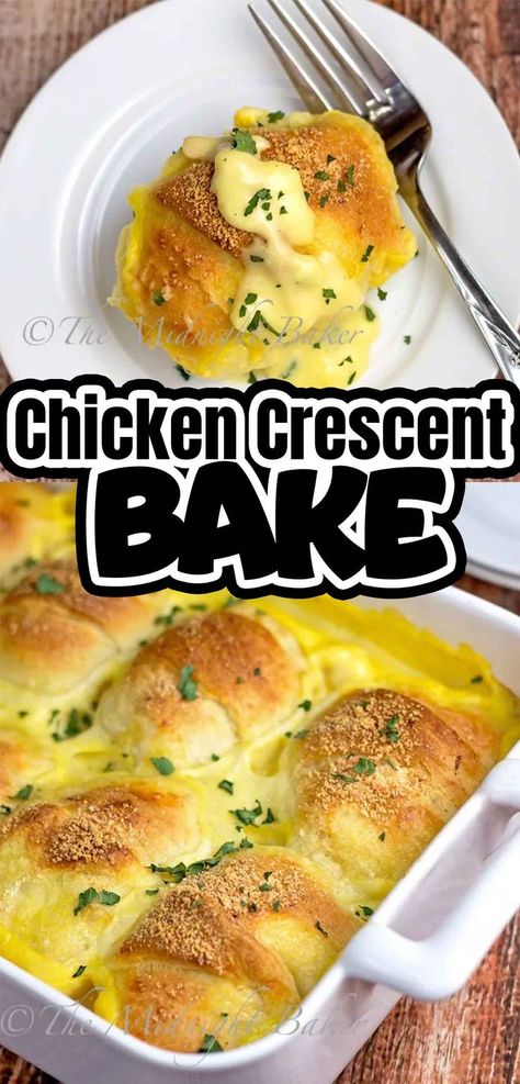 Chicken Crescent Bake, Crescent Roll Recipes Dinner, Crescent Bake, Chicken Crescent, Cooked Chicken Recipes, Chicken Breast Recipes Baked, Leftover Chicken Recipes, Crescent Roll Recipes, Easy Chicken Dinner Recipes