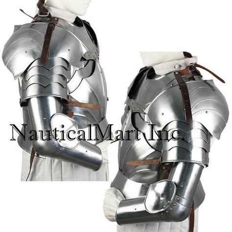 Complete Medieval Knight Arms Armor Set Medieval style fantasy Bracers Armor, Arm Bracers, Armor Pieces, Medieval Knight Armor, Larp Armor, Historical Reenactment, Shoulder Armor, Leather Armor, Knight Armor