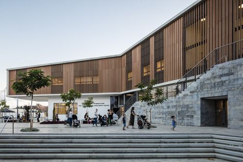 Rehovot Community Center  / Kimmel Eshkolot Architects | Netfloor USA Architecture Community, Galleries Architecture, Stone Facade, Public Architecture, Hospital Design, Cultural Architecture, Community Center, Education Architecture, Diagram Architecture