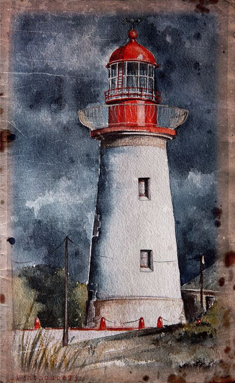 Lighthouse Paintings, Lighthouse Watercolor, Watercolor Lighthouse, Lighthouse Painting, Lighthouse Pictures, Lighthouse Art, Canvas For Beginners, Watercolor Landscape Paintings, Watercolor Artists