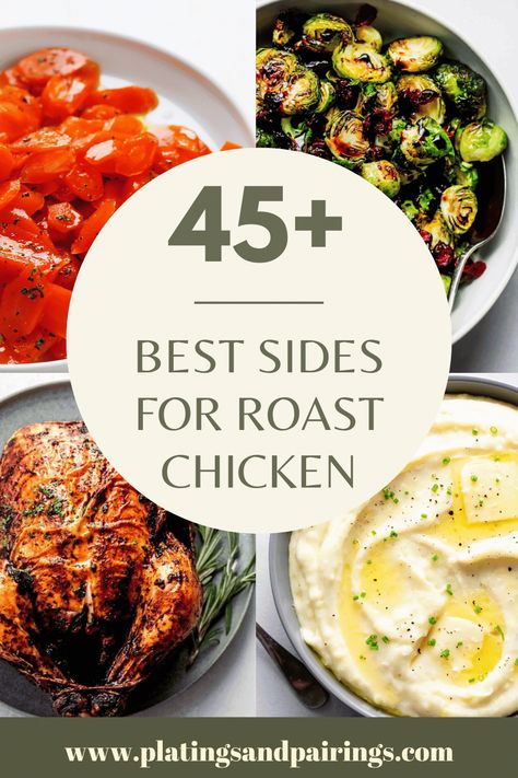 Roast Chicken And Salad, Chicken Roast Sides, Sides For A Whole Chicken, Roasted Chicken Meal Ideas, Roast Chicken Dinner Recipes, Roast Chicken Dinner Party, Sides For Whole Chicken Dinner, Roast Chicken Christmas Dinner, Christmas Roasted Chicken