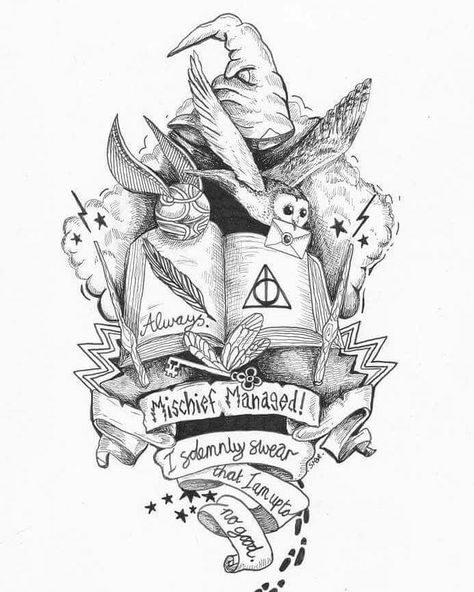 Harry Potter Tattoo Sleeve, Harry Potter Sketch, Harry Tattoos, Hp Tattoo, Harry Potter Art Drawings, Art Harry Potter, Potter Tattoo, Desenhos Harry Potter, Harry Potter Tattoo