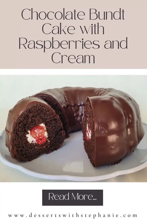 Best Rum Cake Recipe, Chocolate Raspberry Bundt Cake, Chocolate Cake With Raspberry Filling, Miniature Desserts, Rum Cake Recipe, White Chocolate Fudge, Chocolate Bundt, Raspberry Ice Cream, Chocolate Raspberry Cake