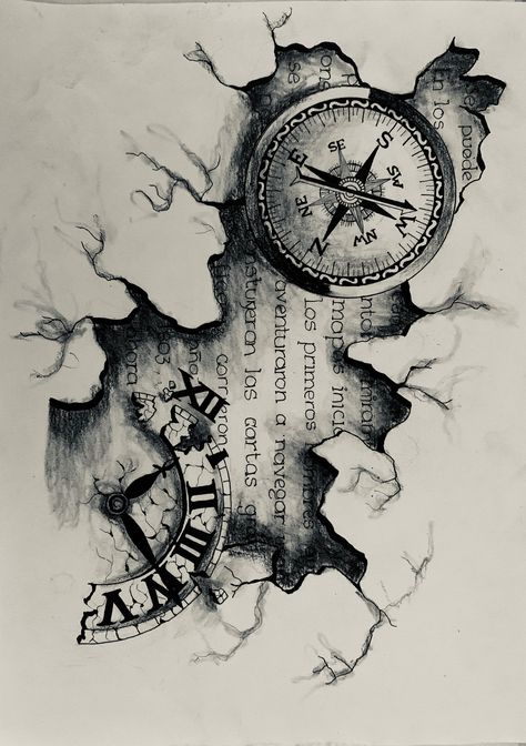 Keep the rhythm of life with a clock tattoo. Clock Drawings, Compass Tattoo Design, Clock Tattoo Design, Pencil Sketch Images, Clock Tattoo, Meaningful Drawings, Tattoo Art Drawings, 문신 디자인, Pencil Art Drawings