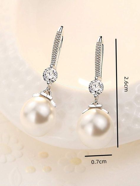 Silver Pearl Drop Earrings, Pearl Pendant Earrings, Feminine Earrings, Daily Jewelry, Pearl Earring, Cz Pendant, Trendy Earrings, Hanging Earrings, Pearl Earrings Dangle