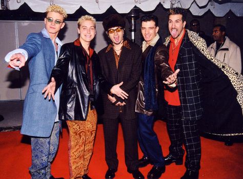 Pattern Play from Fashion Flashblack: 'N Sync  Pick a print, any print! The boys donned quite a few patterns in 1998 including (but not limited to) paisley, leopard and checkered. Matching Band Outfits, Chris Kirkpatrick, Joey Fatone, Fashion 1990s, Large Pants, Band Outfits, Striped Shirts, Wife And Kids, All I Ever Wanted