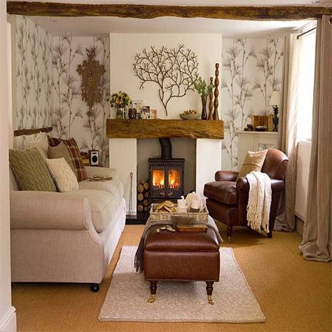 38 Small yet super cozy living room designs Country Style Living Room, Cozy Living Room Design, Natural Living Room, Decor Eclectic, Warm Decor, Small Room Design, Country Living Room, Design Del Prodotto, Natural Home Decor