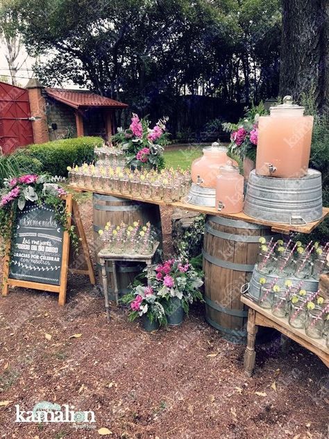 Bar Wedding Reception, Drink Stations, Wedding Drink Station, Reception Bar, Courtyard Wedding, Wedding Backyard Reception, Backyard Reception, Rustic Vintage Wedding, Boda Mexicana