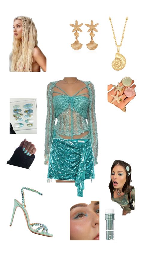 Halloween Costume Ideas Mermaid, Trendy Mermaid Costume, Cute Mermaid Costume Women, Poseidon Halloween Costume Women, Mermaid Costume Shoes, Mermaid And Captain Costume Halloween, Simple Mermaid Costume Women, Hot Mermaid Halloween Costume, Halloween Costumes Aquamarine