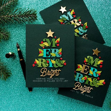 Cricut Foil Christmas Cards, Xmas Card Craft, Spellbinders Christmas Cards, Yana Smakula, Christmas Greens, Christmas Card Ideas, Christmas Tree Card, Nature Card, Christmas Crafting