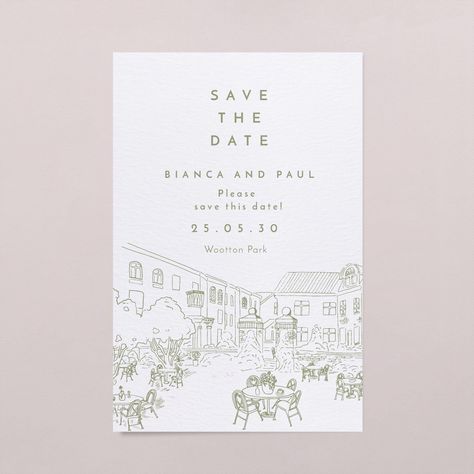 Save the date - Wedding - White / Green - Original / Modern / Illustrated - Guinguette Wedding Stationary Checklist, Save Date Wedding, Safe The Date, Wedding Stationary Design, Save The Date Mariage, Letterpress Save The Dates, Modern Save The Dates, Save The Date Designs, Save The Date Karten