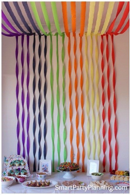 Super easy rainbow birthday party that kids will love. Including simple ideas for decorations and food that can easily be recreated. Use items from dollar stores to create an easy but fun party for both boys and girls. #Rainbowbirthdayparty #Kids #Decorations #Food Birthday Decoration Ideas, Rainbow Parties, Decoration For Ganpati, Easy Birthday, Rainbow Birthday Party, Diy Birthday Decorations, Rainbow Decorations, Rainbow Theme, Rainbow Birthday