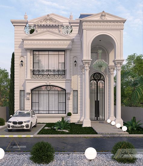 Small Classical House Elevation, Classic House Exterior Small, Classical Building Elevation, Small Classic House, Classic Small House, Classical House Elevation, New Classic Villa Exterior Design, Classic Exterior House, Small Villa Design