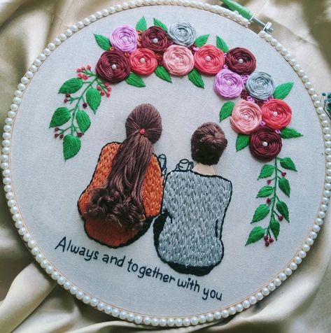 Hand Embroidery Letters, Younger Sibling, Elder Sister, Embroidery Hoop Art Diy, Hand Work Design, Summer Camp Crafts, Embroidery Hoop Wall Art, Beautiful Portraits, Diy Embroidery Designs