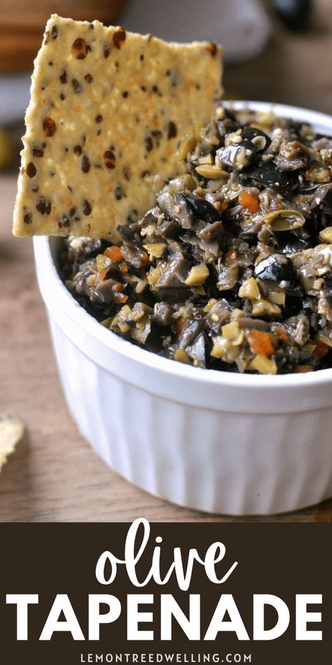 Olive Tapenade made with black and green olives is packed with flavor and perfect for dipping! This easy recipe comes together in minutes and is the BEST olive tapenade ever! Olive Tepanade Recipe Appetizers, Olive Tepanade Recipe, Black Olive Dip Recipe, Black Olive Recipes, Olive Tepanade, Black Olive Tapenade Recipe, Tapenade Olive Noire, Olive Dip Recipe, Black Olives Recipes