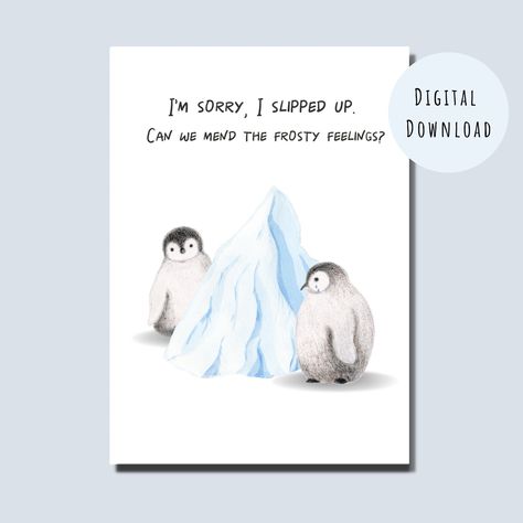 I'm Sorry Card Cute Penguins- Printable Sincere Apology Card - Funny Forgive Me Card - Sorry gift for Her, for Wife, for Girlfriend Sorry For Girlfriend, Sincere Apology, Sorry Card, Apology Cards, Im Sorry Cards, Sorry Gifts, Cards For Boyfriend, M Sorry, Im Sorry