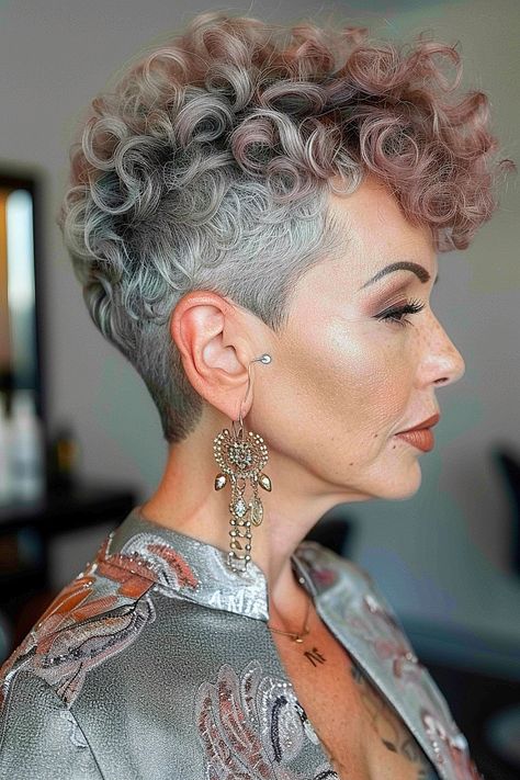 Short Hair Pixie Curly, Short Wavy Pixie Haircut, Female Shaved Hairstyles, Pixie Curly Haircut, Very Short Curly Hair Pixie, Wavy Undercut, Short Curly Pixie Cut, Pixie Cut Curly Hair, Best Curly Hairstyles