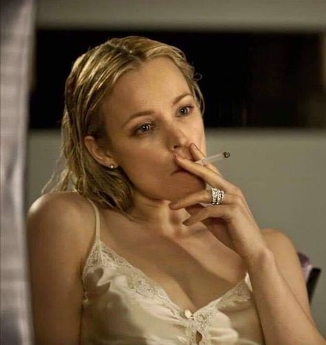 Rachel McAdams smoking in a slip Rachel Mcadams, A Woman, Bra, White