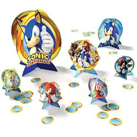 PRICES MAY VARY. BOLD, VIVID DESIGN: Bring the excitement of Sonic The Hedgehog to your party with our 27-piece table centerpiece kit featuring vibrant, action-packed imagery of your favorite characters! HIGH-QUALITY MATERIALS: Crafted from durable cardstock, our centerpiece decorations will stand tall throughout your event, showcasing an impressive display that will wow your guests. MULTIPLE ITEMS INCLUDED: Our kit comes complete with 1 large centerpiece (12 4/5"), 2 medium centerpieces (7"), 4 Sonic Bday Party, Birthday Buffet, Sonic Birthday, Small Centerpieces, Table Decorating, Diy Balloon Decorations, Large Centerpiece, Paper Table, Blue Hedgehog