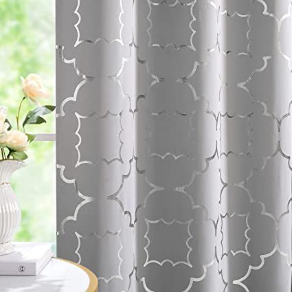 Amazon.com: Purainbow Grey Blackout Curtain Panels for Bedroom 84" Silver Foil Moroccan Metallic Print Energy Efficient Drapes for Bedroom Living Room, Thermal Insulated Window Treatments Grommet Top 2 Panels : Home & Kitchen Gold Curtains Living Room, Insulated Window Treatments, Grey Blackout Curtains, Insulated Drapes, Curtain For Bedroom, Print Curtains, Beige Curtains, Moroccan Living Room, Gold Curtains