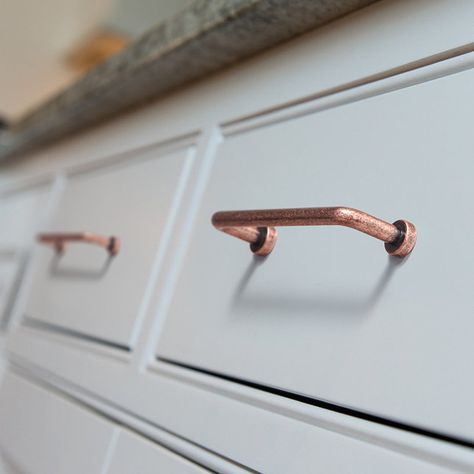 GOO-KI 5" Center to Center Distressed Bar Pull Multipack & Reviews | Wayfair Copper Hardware Kitchen, Copper Cabinet Pulls, Wardrobe Shelves, Shelves Cupboard, Antique Drawer Pulls, Antique Drawers, Copper Hardware, Copper Handles, Brass Drawer Pulls