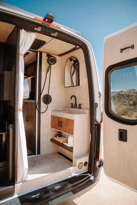 DIY Novices Create $226K Campervan Marvel: Bed Descends From Ceiling, Toilet Slides from Bathroom to Garage - Living in a shoebox Bus Decor, Husbil Makeover, Petit Camping Car, Van Inspiration, Camper Interior Design, Tiny House Camper, Tiny House Luxury, Camper Van Life, Van House