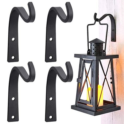 Decorative Outdoor Indoor Small Iron Wall Hanging Lantern Plant Hooks (Black, Set of 4) Wall Hanging Lanterns, Lantern Plant, Lantern Hooks, Coat Hanger Hooks, Solar Hanging Lanterns, Hanging Solar Lights, Over The Door Hanger, Hanging Coat Rack, Coat Hooks On Wall