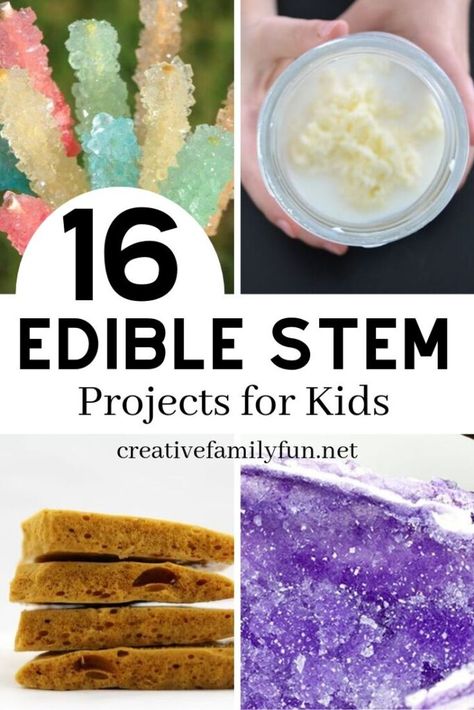 Edible STEM Projects for Kids - Creative Family Fun Stem Cooking Activities, Stem Homeschool Ideas, Edible Stem Activities Elementary, Cooking Week Activities For Kids, Fun Edible Crafts For Kids, Math Steam Activity, Kitchen Stem Activities, Cooking Stem Activities, Classroom Cooking Activities