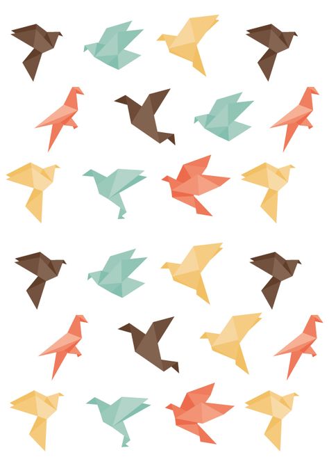 Origami birds Origami Wallpaper, Origami Illustration, Pattern Board, Origami Birds, Design Illustration Fashion, Paper Cranes, Origami Patterns, Origami Bird, Bird Logos