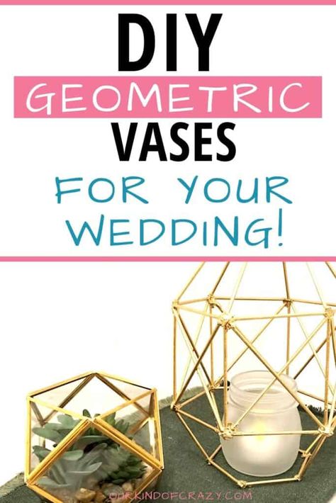 This DIY Geometric Candle Holder is so fun to make and turns out beautiful. If you're looking for the perfect DIY Wedding Decor on a budget, these vases are perfect to add to your list. #geometricvase #DIYWeddingDecor #budgetweddingdecor Diy Gold Candle Holders, Diy Crafts For Couples, Crafts For Couples, Diy Geometric Decor, Diy Candle Stick Holder, Rose Gold Candle Holder, Geometric Centerpiece, Geometric Candle, Geometric Candle Holder