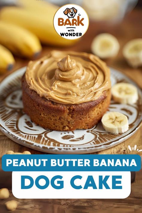 Treat your dog to a special birthday with this easy Peanut Butter Banana Cake! Made with great ingredients, it’s the perfect way to celebrate with a homemade birthday cake for dogs. #DogBirthday #DogCake #HomemadeDogTreats #PeanutButterBananaCake Banana Dog Cake Recipe, Safe Dog Cake Recipe, Peanut Butter Dog Cake Recipe, Dog Cake Recipe Easy Peanut Butter And Banana, Mini Dog Cake Recipe, Banana Cake For Dogs, Quick Dog Cake, Apple Cake For Dogs, Birthday Cake For A Dog