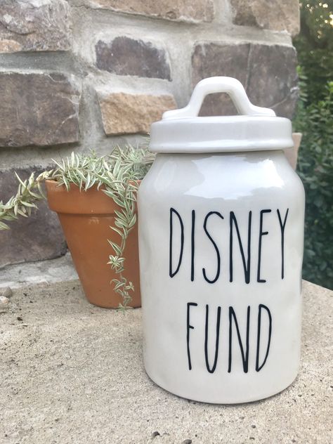 Rae Dunn Disney Collection, Disney Rae Dunn, Hobby Lobby Shelf Decor, Disney Farmhouse, Diy Canister, Hobby Lobby Shelf, Castle Kitchen, Castle Kitchens, Rae Dunn Disney