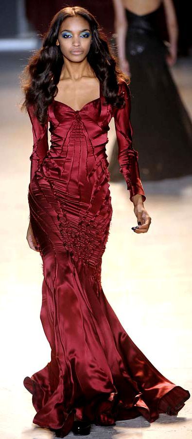 BORDEAUX & RED PRINTED DRESSES Gothic Gowns, Zac Posen Dress, 2011 Runway, Devil Costume, Jourdan Dunn, Red Evening Dress, Zac Posen, Gorgeous Gowns, Beautiful Gowns