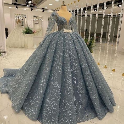 Blue Ball Gown Wedding Dress, Ball Gown Aesthetic, Gown Aesthetic, Blue Ball Gown, Engagement Gowns, Indian Wedding Gowns, Bride Dress Simple, Velvet Dress Designs, Blue Ball Gowns