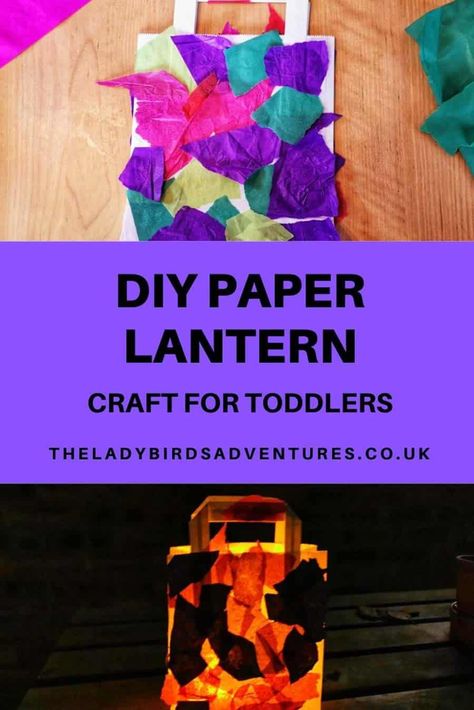 How to make a DIY paper lantern with kids Paper Lanterns Diy Kids, How To Make Christmas Lanterns, Paper Lantern Craft, Lantern Crafts For Kids, Paper Bag Lanterns, Lantern Walk, Kids Lantern, Tissue Paper Lanterns, Lantern Crafts