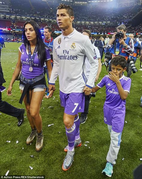 Tight lipped: Cristiano’s family has always refused to discuss whether his son was born to a surrogate mother, despite claims by a former nanny that the footballer’s sister Katia had told her he had two Mexican mums Wags Soccer, Soccer Relationships, Cristiano Ronaldo Girlfriend, Ronaldo Girlfriend, Soccer Girlfriend, Soccer Couples, Football Girlfriend, Cristiano Jr, Footballers Wives