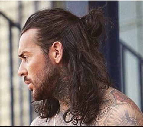 Half Pony Hairstyles, Mens Messy Hairstyles, Man With Long Hair, Half Up Half Down Short Hair, Half Bun Hairstyles, Man Bun Hairstyles, Half Bun, Pony Hairstyles, Mens Facial Hair Styles