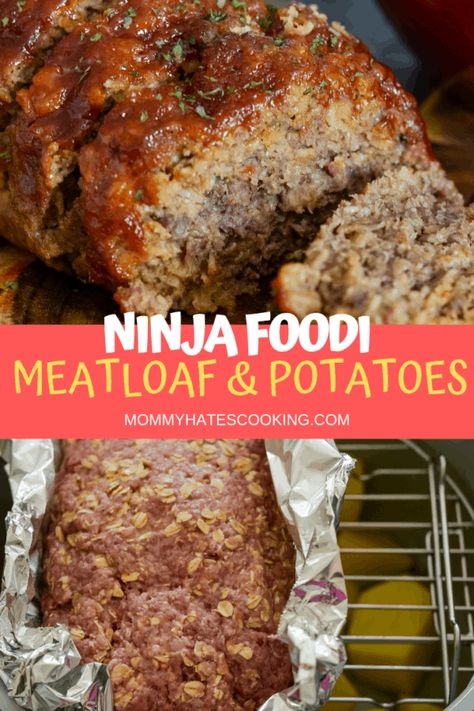 Ninja Foodi Meatloaf, Meatloaf And Potatoes, Ninja Cooking System, Ninja Cooking System Recipes, Slow Cooker Meatloaf, Best Beef Recipes, Ninja Recipes, Instant Pot Dinner Recipes, Minced Meat