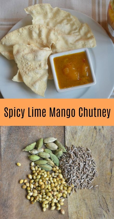 Spicy Lime Mango Chutney. An easy lime and mango chutney with red chillies and spices. Lime Chutney, Sandwiches Chicken, Savory Jam, Mango Pickle, Mango Chutney, Asian Inspired Dishes, Condiment Recipes, Teriyaki Sauce, Enchilada Sauce