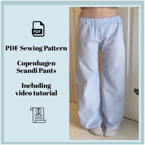 Copenhagen Scandi-pants | Striped trousers for women | Low waist | PDF Sewing pattern | Size XS-3XL | Video Tutorial included